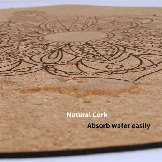 Factory 60*60*0.3cm Custom Printed Natural Cork Rubber Round Meditation Printed Yoga Mat