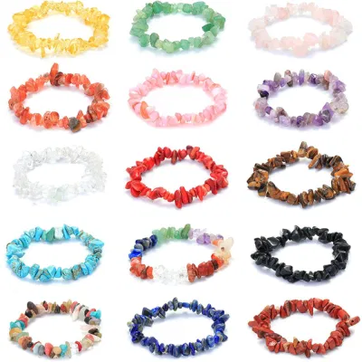 Alívio Reiki Yoga Ansiedade Cristal Pedra Natural Cura Chakra Pulseiras para Mulheres Homens